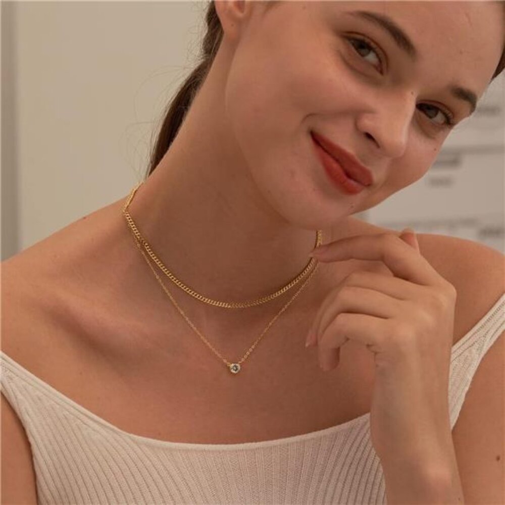 Diamond Necklaces for Women, Dainty 14k Gold/Sterling Silver Choker Necklace - Picture 2 of 6